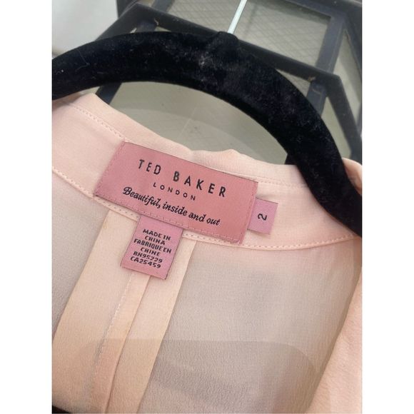 TED BAKER Peach 'Maddi' 100% Silk Blouse Ted's Size 2 / US Small - Picture 7 of 13